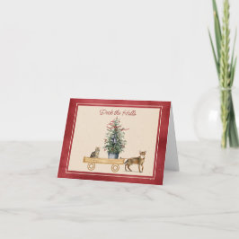 Funny Cats met een Wagon Holiday Kaart