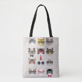 Funny Cats met Glasses All-Over-Print Canvas tas (Voorkant)