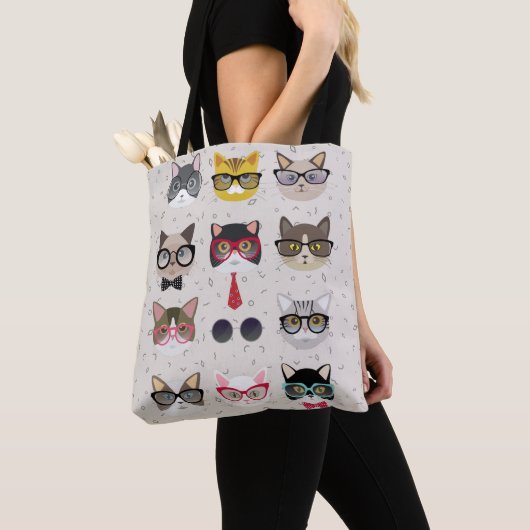 Funny Cats met Glasses All-Over-Print Canvas tas (Dichtbij)