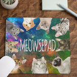 Funny Cats | Muismat "Meowsepad Cute Cat Briet"<br><div class="desc">We zitten allemaal op je muismatje en wachten tot de muis naar boven show. Grappig kattenliefhebber mousepad met een serie kattenrassen die van bovenaf naar pieken. Schattige Siamese,  Bombay,  Scottish Fold,  Russian Blue,  American Shorthair en verschillende andere kattenrassen.</div>