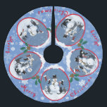 Funny Cats ontmoeten Snowman Narrative Custom Kerstboom Rok<br><div class="desc">4 onaangename katten ontmoeten elkaar op een sneeuwnacht met versierde sneeuwman. Een kattenachtige partij volgt in 5 scènes. Voeg toe aan uw feestvieren met mix en lof voor grappige kattensneeuwscènes op feestdagen en feestdagen van de geest van kunstenaar/kattenliefhebber Terry Johnson.</div>