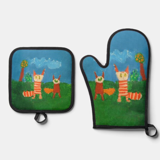 Funny Cats Ovenwant & Pannenlap Set (Voorkant)