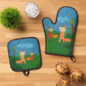 Funny Cats Ovenwant & Pannenlap Set (Top down)