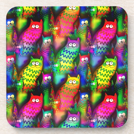 Funny Cats Pattern-54578 Bier Onderzetter (Voorkant)