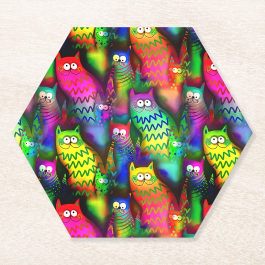 Funny Cats Pattern-54578 Kartonnen Onderzetters (Voorkant)