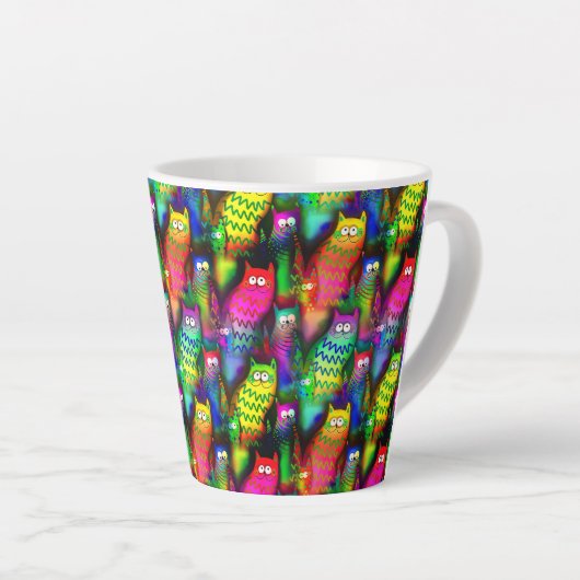 Funny Cats Pattern-54578 Latte Mok (Rechterhoek)