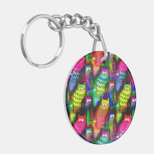 Funny Cats Pattern-54578 Sleutelhanger (Voorkant Links)