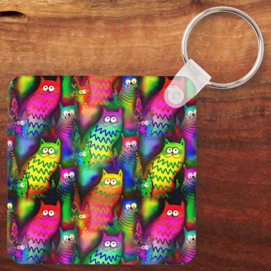 Funny Cats Pattern-54578 Sleutelhanger (Achterkant)