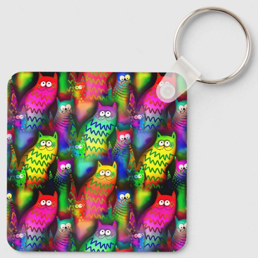 Funny Cats Pattern-54578 Sleutelhanger (Achterkant)