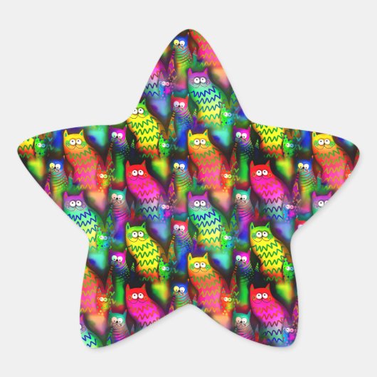 Funny Cats Pattern-54578 Ster Sticker (Voorkant)
