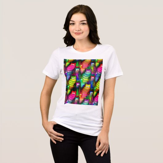 Funny Cats Pattern-54578 Tri-Blend Shirt (Voorkant volledig)