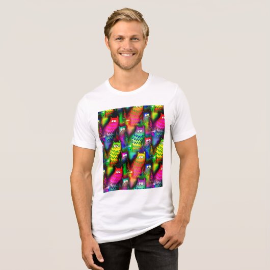 Funny Cats Pattern-54578 Tri-Blend Shirt (Voorkant volledig)