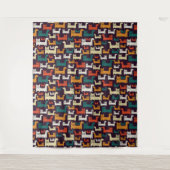 Funny Cats Pattern tapestries Wandkleed (Voorkant)