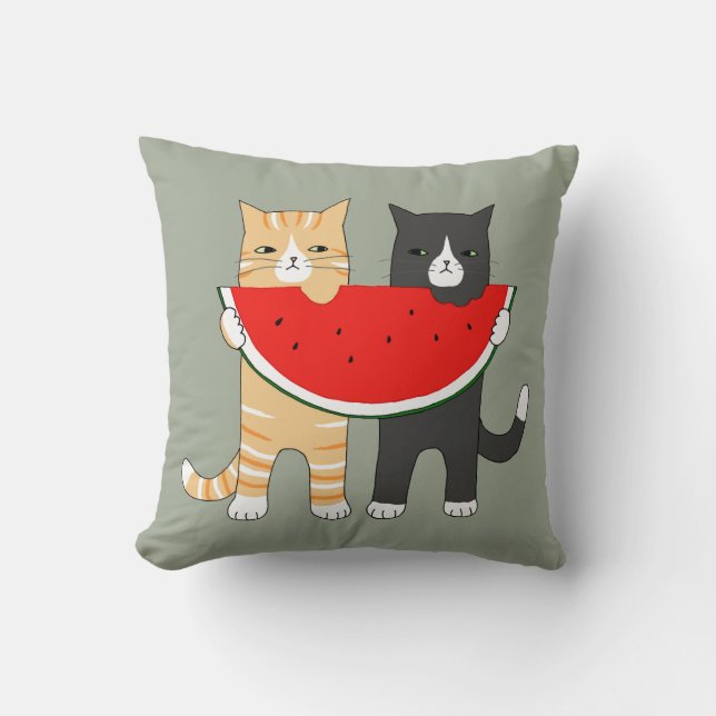 Funny Cats Pillow Cat Watermelon Sierkussen (Voorkant)