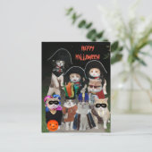 Funny Cats Prowling op Halloween Briefkaart (Staand voorkant)