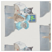Funny Cats Scrubs Fabric Stof (Close Up)