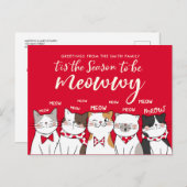 Funny Cats Season be Merry Holiday Greeting Briefkaart (Voorkant / Achterkant)