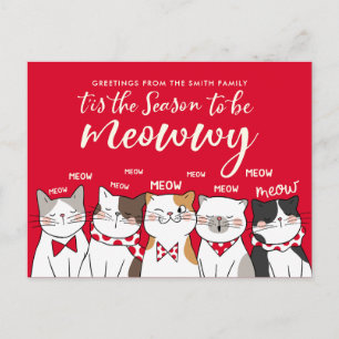 Funny Cats Season be Merry Holiday Greeting Briefkaart