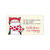 Funny Cats Season be Merry Holiday Greeting Etiket (Voorkant)