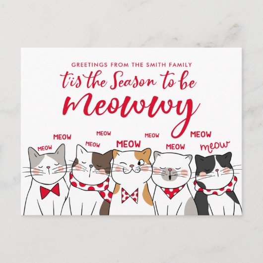 Funny Cats Season to be Merry Holiday Greeting Briefkaart (Voorkant)