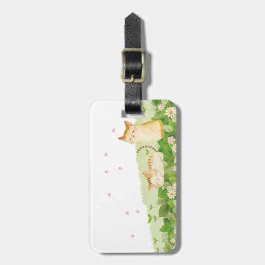 Funny Cats Singing under Cherry Blossom Bagagelabel (Voorkant verticaal)
