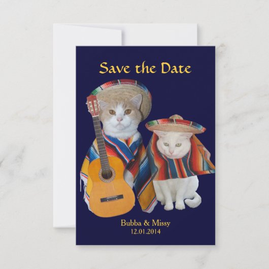 Funny Cats South of the Border Wedding Save the Da Save The Date (Voorkant)