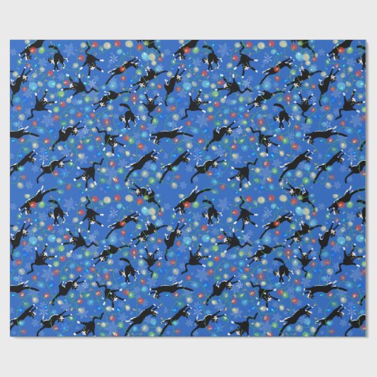 Funny Cats Tangle in kerstlampjes Cadeaupapier (Vlak)