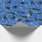 Funny Cats Tangle in kerstlampjes Cadeaupapier (Hoek)