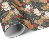 Funny Cats Tangled in Yarn Lights Christmas  Cadeaupapier (Rol Hoek)