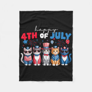 Funny Cats Trots Gelukkig 4 Juli T-shirt Voor Mann Fleece Deken