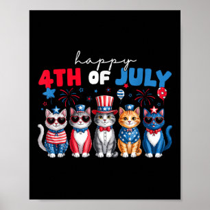 Funny Cats Trots Gelukkig 4 juli T-shirt Voor Mann Poster