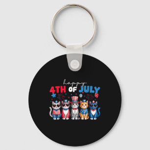 Funny Cats Trots Gelukkig 4 juli T-shirt Voor Mann Sleutelhanger