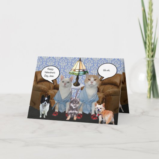 Funny Cats Valentijn Feestdagen Kaart (Voorkant)