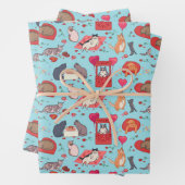 Funny Cats Valentijnsdag Gift Wrapping Paper (In situ)