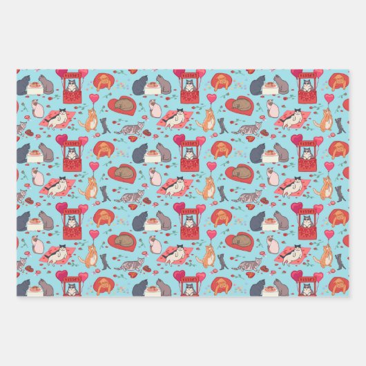 Funny Cats Valentijnsdag Gift Wrapping Paper (Voorkant)