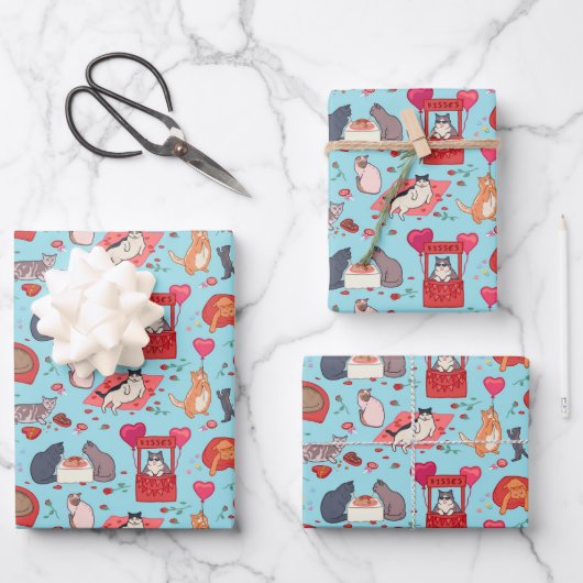 Funny Cats Valentijnsdag Gift Wrapping Paper (Voorkant)
