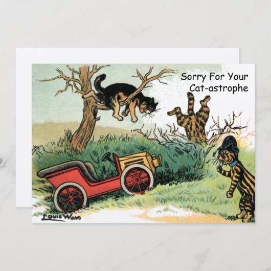 Funny Cats van Louis Wain Get Well Card Sjabloon (Voorkant / Achterkant)