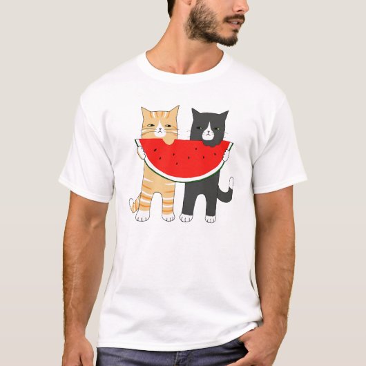 Funny Cats Watermelon Hipster Animal Graphic T-shi T-shirt (Voorkant)