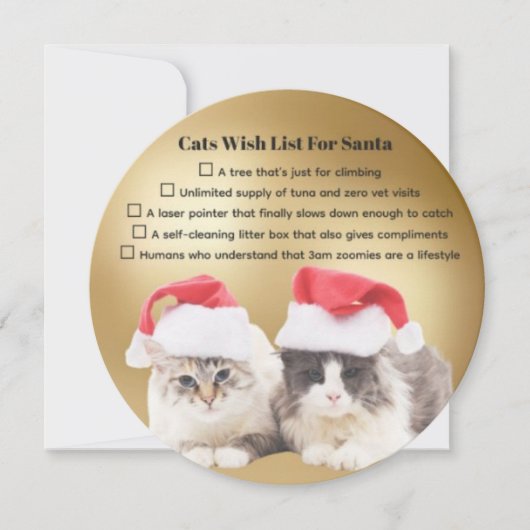 Funny Cats Wish List for Santa Holiday Card Feestdagenkaart (Voorkant)