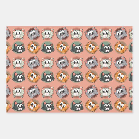 Funny Cats Wrapping Paper Set of 3 (Voorkant 2)