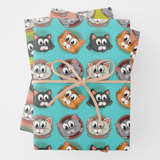 Funny Cats Wrapping Paper Set of 3 (In situ)