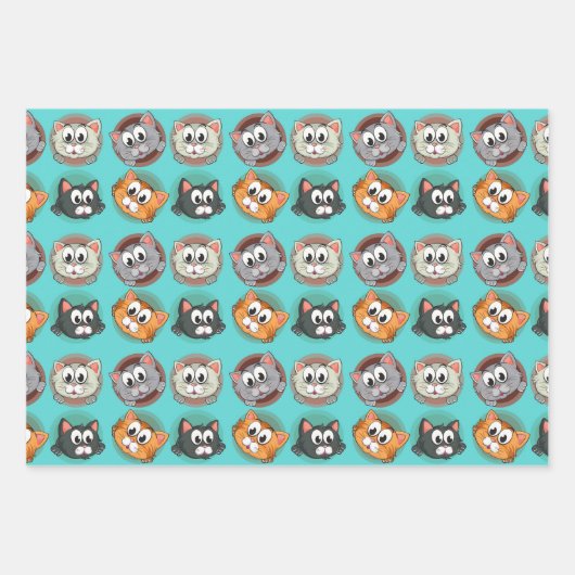 Funny Cats Wrapping Paper Set of 3 (Voorkant)