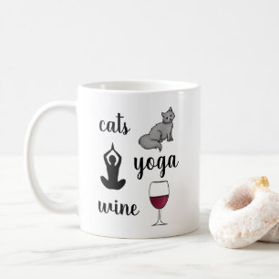 Funny Cats Yoga Wine Lover Koffiemok