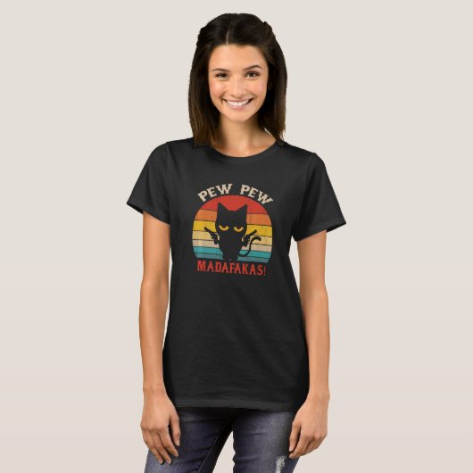 Funny Catt Pew Pew Funny Cat Premium T-shirt (Voorkant volledig)