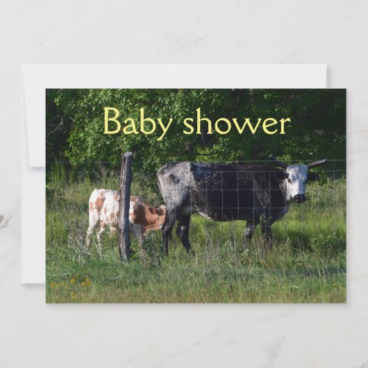 Funny Cattle Baby shower-uitnodiging Kaart (Voorkant)