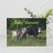 Funny Cattle Baby shower-uitnodiging Kaart (Staand voorkant)