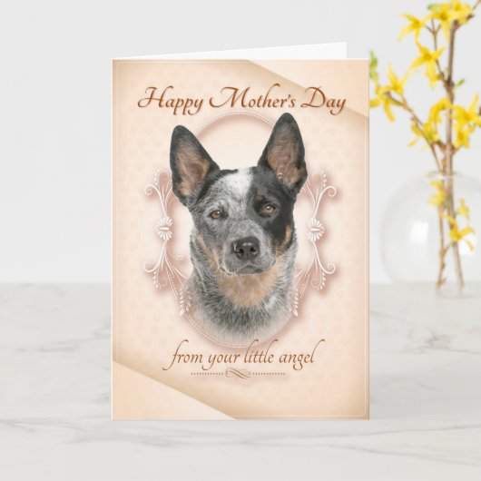 Funny Cattle Dog Moederdag Kaart (Gele Bloem)