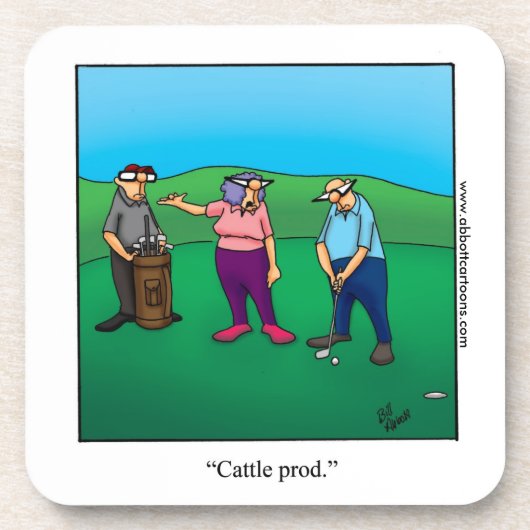 Funny "Cattle Prod" Golf Humor Onderzetter Gift Go (Voorkant)
