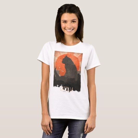 Funny Catzilla Tshirt en Hoddie (Voorkant volledig)