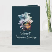 Funny Cauldron Scary Broom Witch Halloween Kaart (Voorkant)